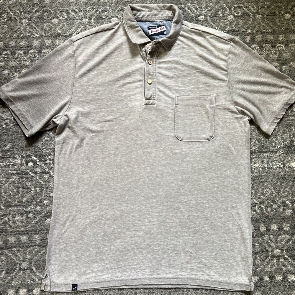 Johnnie O Hangin' Out Polo Shirt Mens Small Gray Cotton Stretch Golf Lightweight